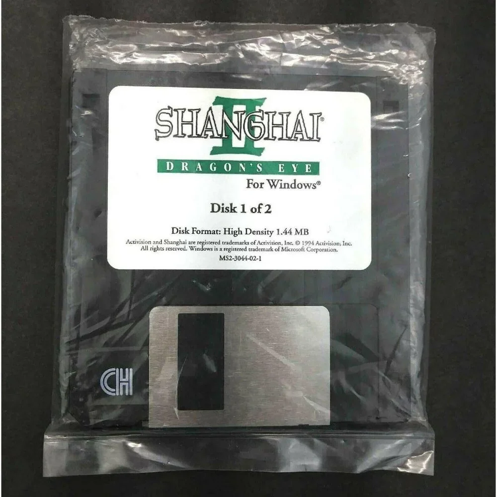 Vintage Shanghai 2 Dragon's Eye PC 2 Diskettes 3.5